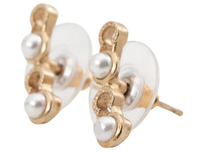 Chanel Coco Ohrstecker mit Kunstperlen Golden - Ansicht 2