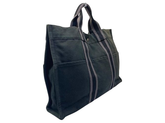 Hermès Canvas Tote Bag MM Grau Anthrazitgrau - Ansicht 2