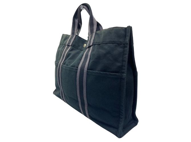 Hermès Canvas Tote Bag MM Grau Anthrazitgrau - Ansicht 3