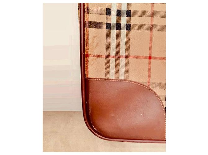 Valigia vintage Burberry Check Marrone Beige - vista 11