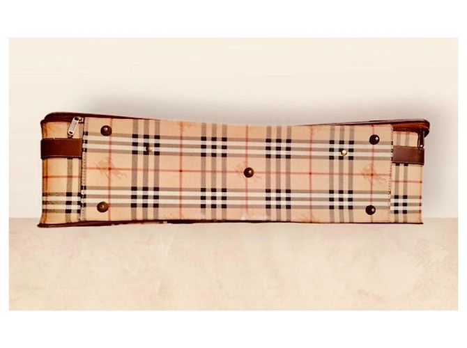 Valigia vintage Burberry Check Marrone Beige - vista 12