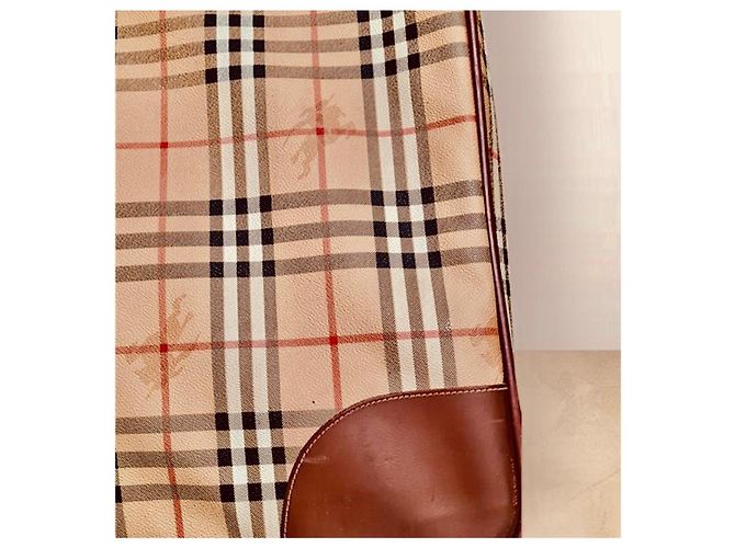 Valigia vintage Burberry Check Marrone Beige - vista 13