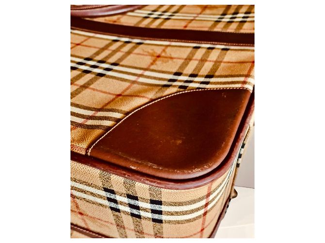 Valigia vintage Burberry Check Marrone Beige - vista 14