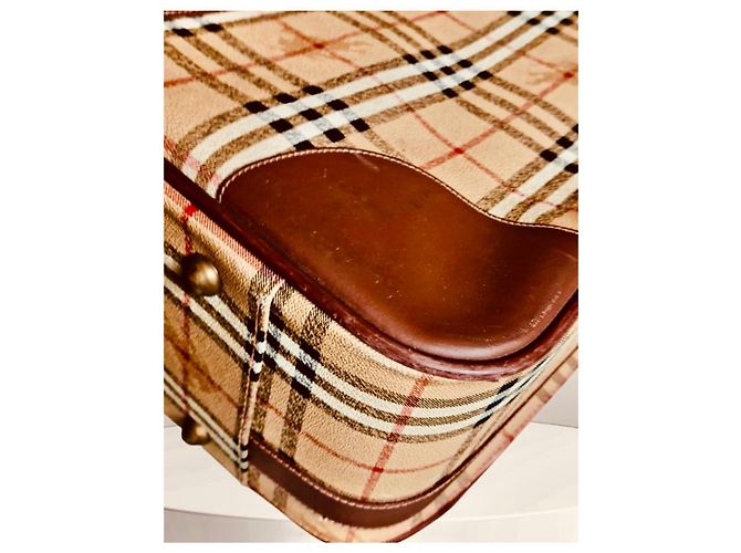 Valigia vintage Burberry Check Marrone Beige - vista 15