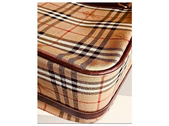 Valigia vintage Burberry Check Marrone Beige - vista 16