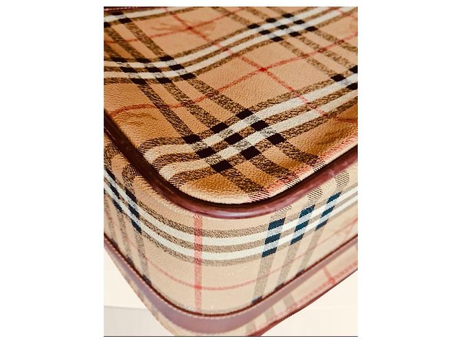 Valigia vintage Burberry Check Marrone Beige - vista 17