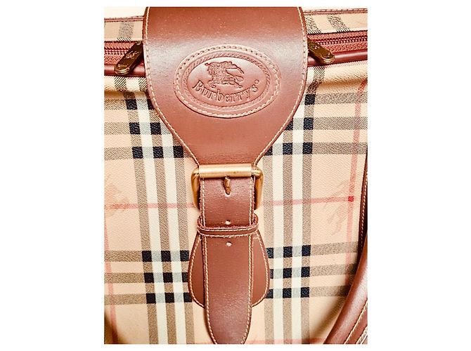 Valigia vintage Burberry Check Marrone Beige - vista 2