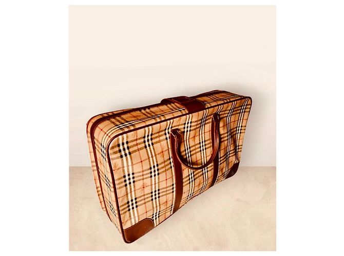 Valigia vintage Burberry Check Marrone Beige - vista 4
