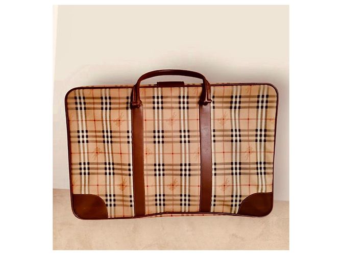 Valigia vintage Burberry Check Marrone Beige - vista 5