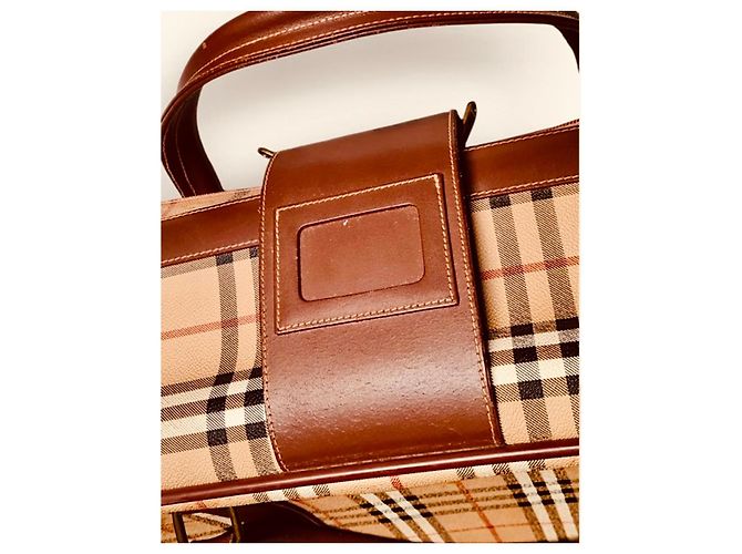 Valigia vintage Burberry Check Marrone Beige - vista 6