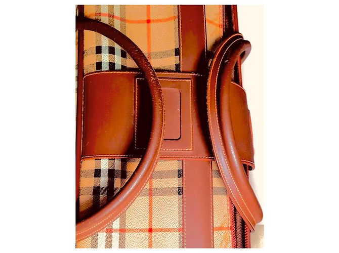Valigia vintage Burberry Check Marrone Beige - vista 7