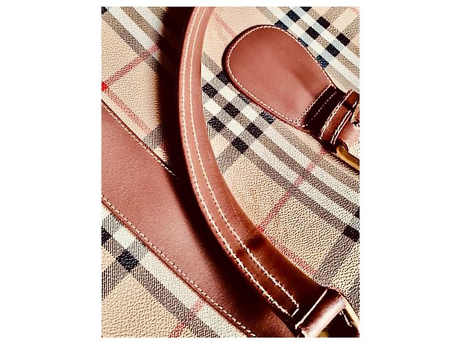 Valigia vintage Burberry Check Marrone Beige - vista 8
