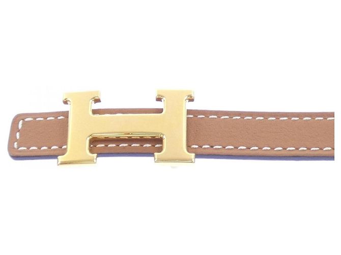 Hermès Cinturón Hermes Mini H 13mm Castaño Blanco - vista 2