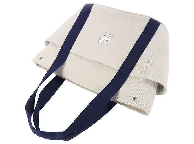 Hermès White Toile Cabriole Wickeltasche Marineblau - Ansicht 11