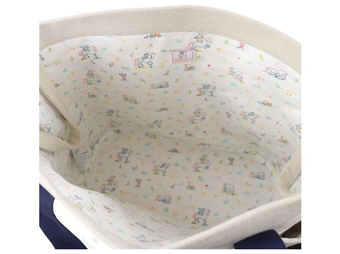 Hermès White Toile Cabriole Wickeltasche Marineblau - Ansicht 5