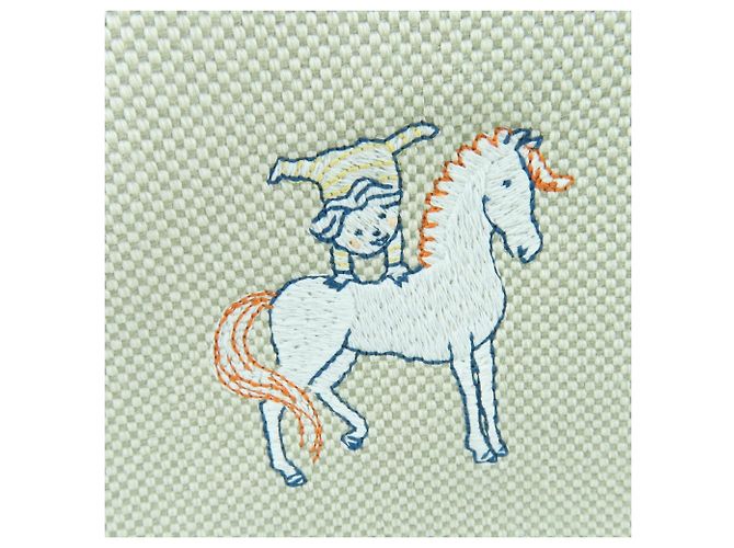 Hermès White Toile Cabriole Wickeltasche Marineblau - Ansicht 9