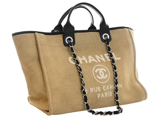Bolso Tote Deauville Chanel Beige Medium de fibras mixtas - vista 2