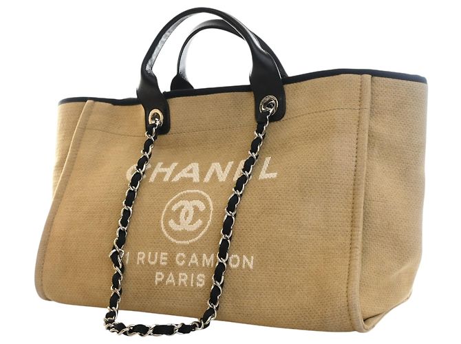 Bolso Tote Deauville Chanel Beige Medium de fibras mixtas - vista 3