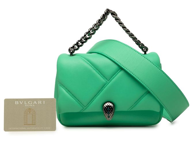 Bulgari Borsa Serpenti Cabochon Mini in Pelle Verde Bvlgari Verde chiaro - vista 7