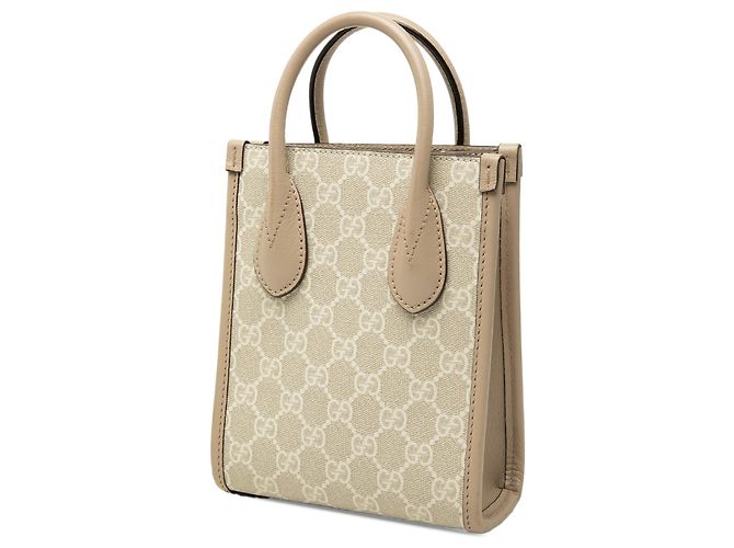 Borsa Satchel Gucci Mini GG Supreme Interlocking G Beige - vista 2
