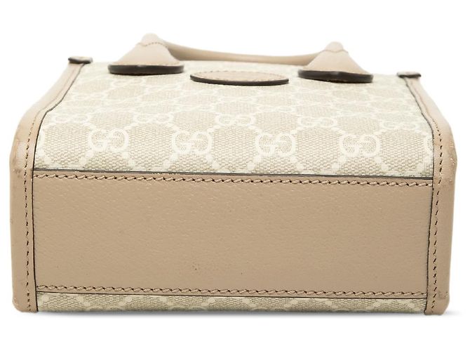 Borsa Satchel Gucci Mini GG Supreme Interlocking G Beige - vista 3
