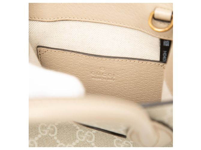 Borsa Satchel Gucci Mini GG Supreme Interlocking G Beige - vista 5