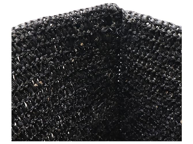 Borsa shopper LOEWE Black Raffia Fold Shopper Tote Nero - vista 4