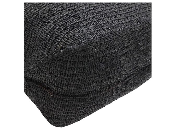 Borsa shopper LOEWE Black Raffia Fold Shopper Tote Nero - vista 5
