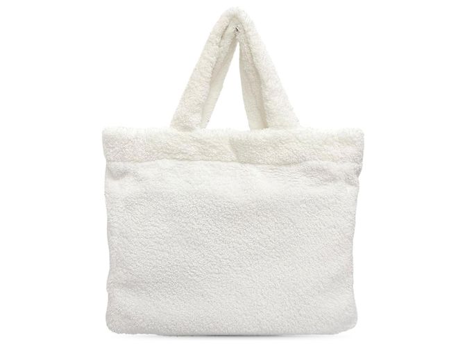 Prada White Spugna Terry Cloth Logo Tote Weiß - Ansicht 2