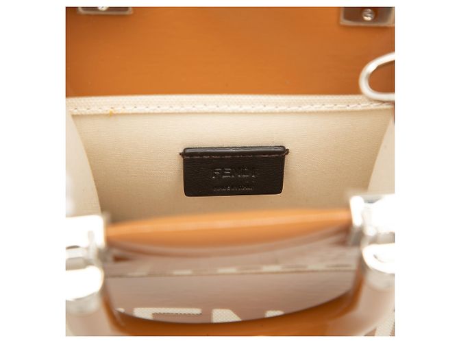 Borsa Tote Fendi Sunshine Mini in vernice e canvas marrone - vista 5