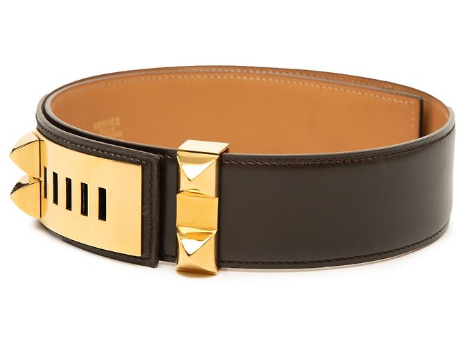 Cintura Hermès Collier de Chien in Box Calf Marrone 70 Marrone scuro - vista 2