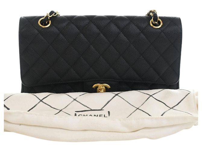 Chanel Black Medium Classic Caviar Double Flap Nero - vista 15