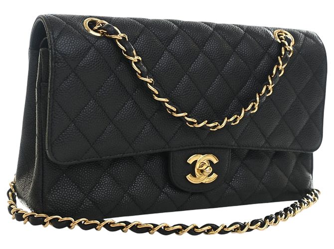 Chanel Black Medium Classic Caviar Double Flap Nero - vista 2