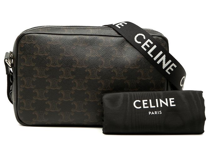 Céline Celine Schwarze Medium Triomphe beschichtete Canvas Umhängetasche - Ansicht 7