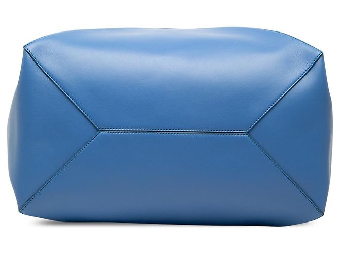 LOEWE Tote Puzzle Fold Large in vitello lucido blu - vista 3