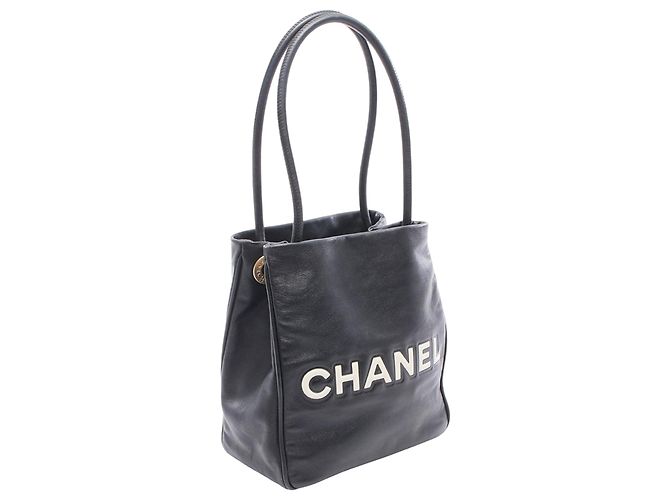 Tote Chanel in pelle d'agnello nera con logo Camelia in rilievo Nero - vista 2