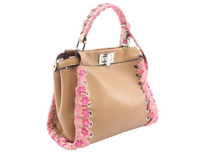 Fendi Mini Ribbon Whipstitch Peekaboo Brown Marrone Cammello - vista 2