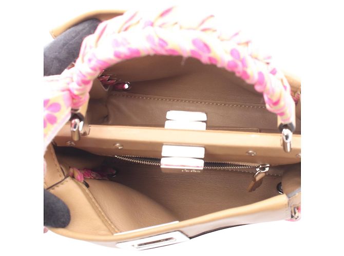 Fendi Mini Ribbon Whipstitch Peekaboo Brown Marrone Cammello - vista 3