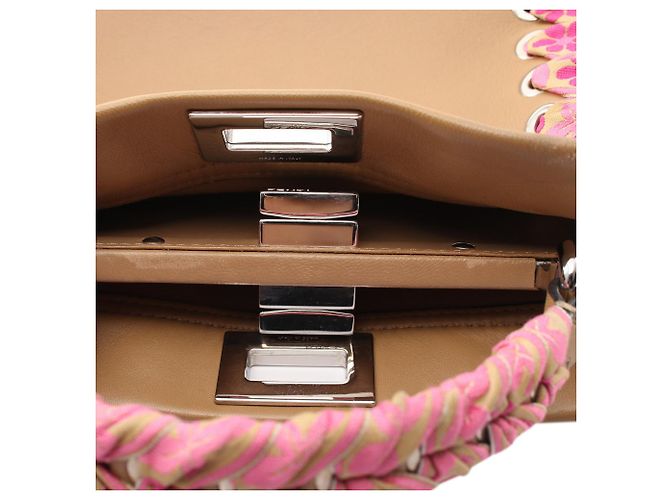 Fendi Mini Ribbon Whipstitch Peekaboo Brown Marrone Cammello - vista 4