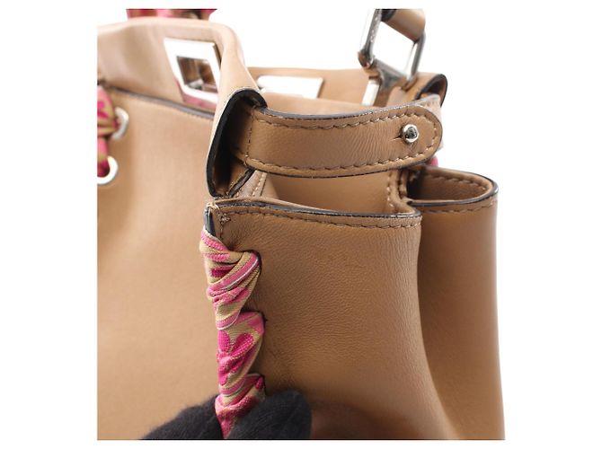 Fendi Mini Ribbon Whipstitch Peekaboo Brown Marrone Cammello - vista 6