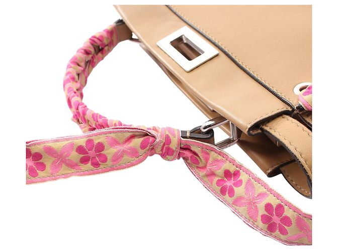Fendi Mini Ribbon Whipstitch Peekaboo Brown Marrone Cammello - vista 9