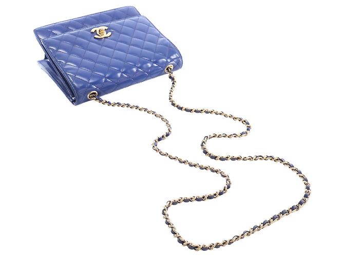 Chanel Blue CC Quilted Patent Square Flap - vista 15
