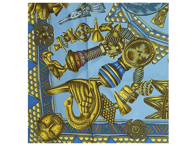 Hermès Blue L Or Des Chefs Seidentuch 90 Blau - Ansicht 2