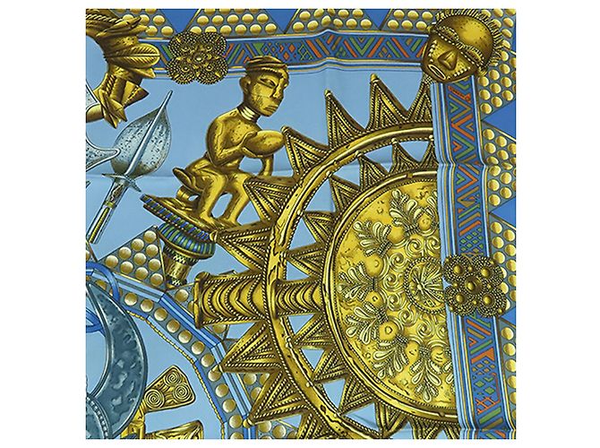 Hermès Blue L Or Des Chefs Seidentuch 90 Blau - Ansicht 3