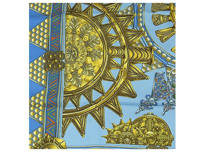 Hermès Blue L Or Des Chefs Seidentuch 90 Blau - Ansicht 5