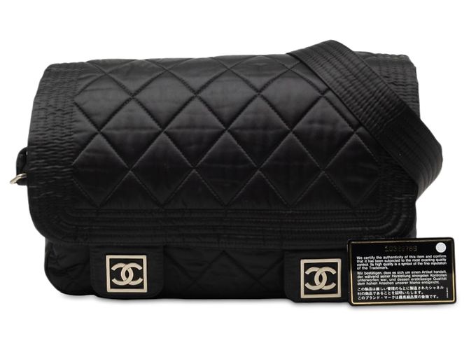 Borsa a tracolla Chanel Black CC Quilted Nylon Sports Line Nero - vista 9