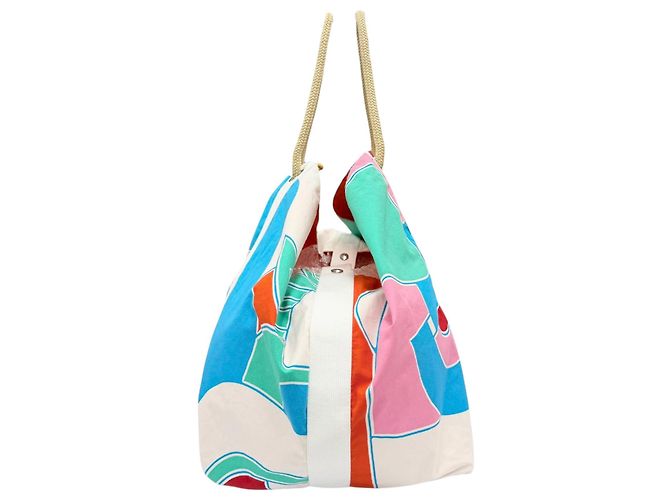 Hermès Blue Printed Canvas Drapeaux Au Vent - vista 2