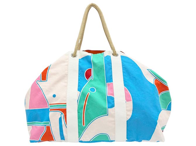 Hermès Blue Printed Canvas Drapeaux Au Vent - vista 3