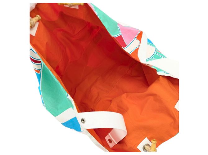 Hermès Blue Printed Canvas Drapeaux Au Vent - vista 5