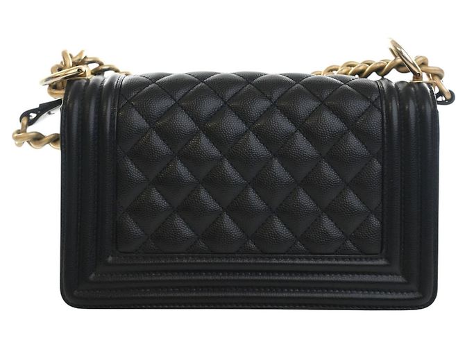 Chanel Black Small Quilted Caviar Boy Flap Nero - vista 2